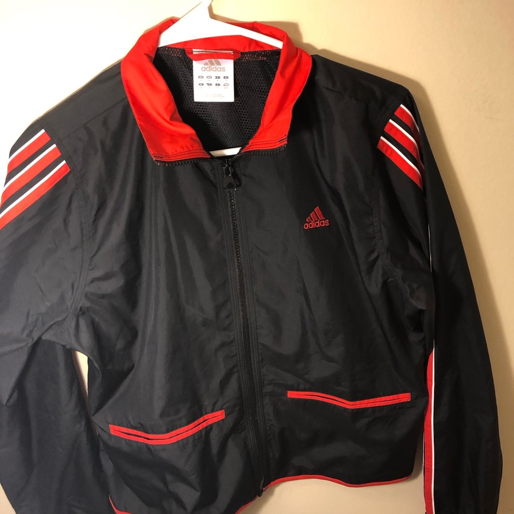 Adidas Women Windbreaker Red and Black